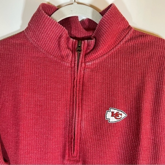 Boxercraft Y2K red ribbed pullover 1/4 zip Kansas City Chiefs comfy sz M relaxed - Picture 3 of 7